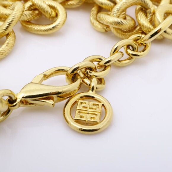 Givenchy Triple Strand Textured  Gold Plated SIgned Chain Bracelet ✨ - Picture 3 of 3